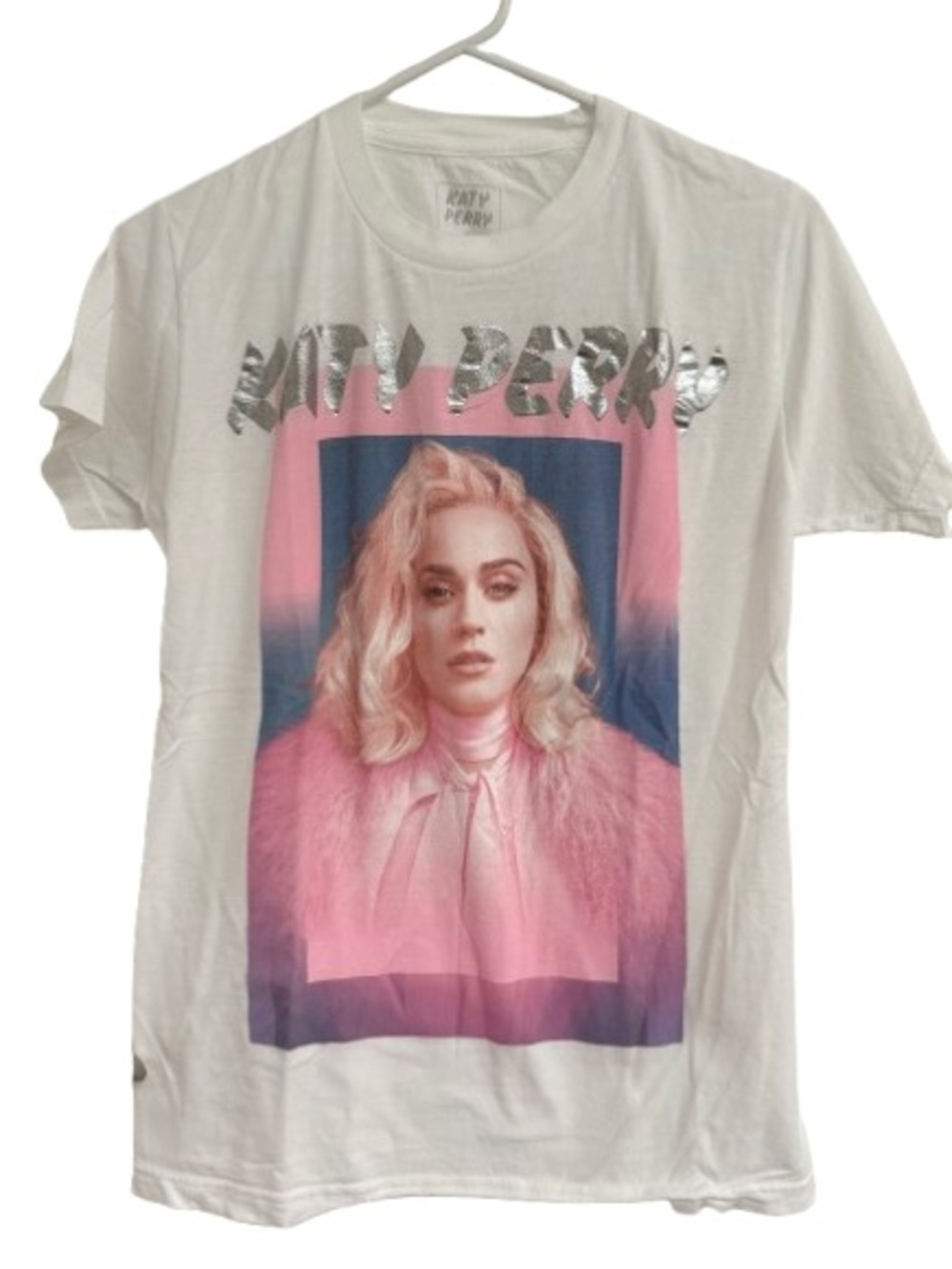 Katy Perry Collections White Tee with Faded Gray Logo Print